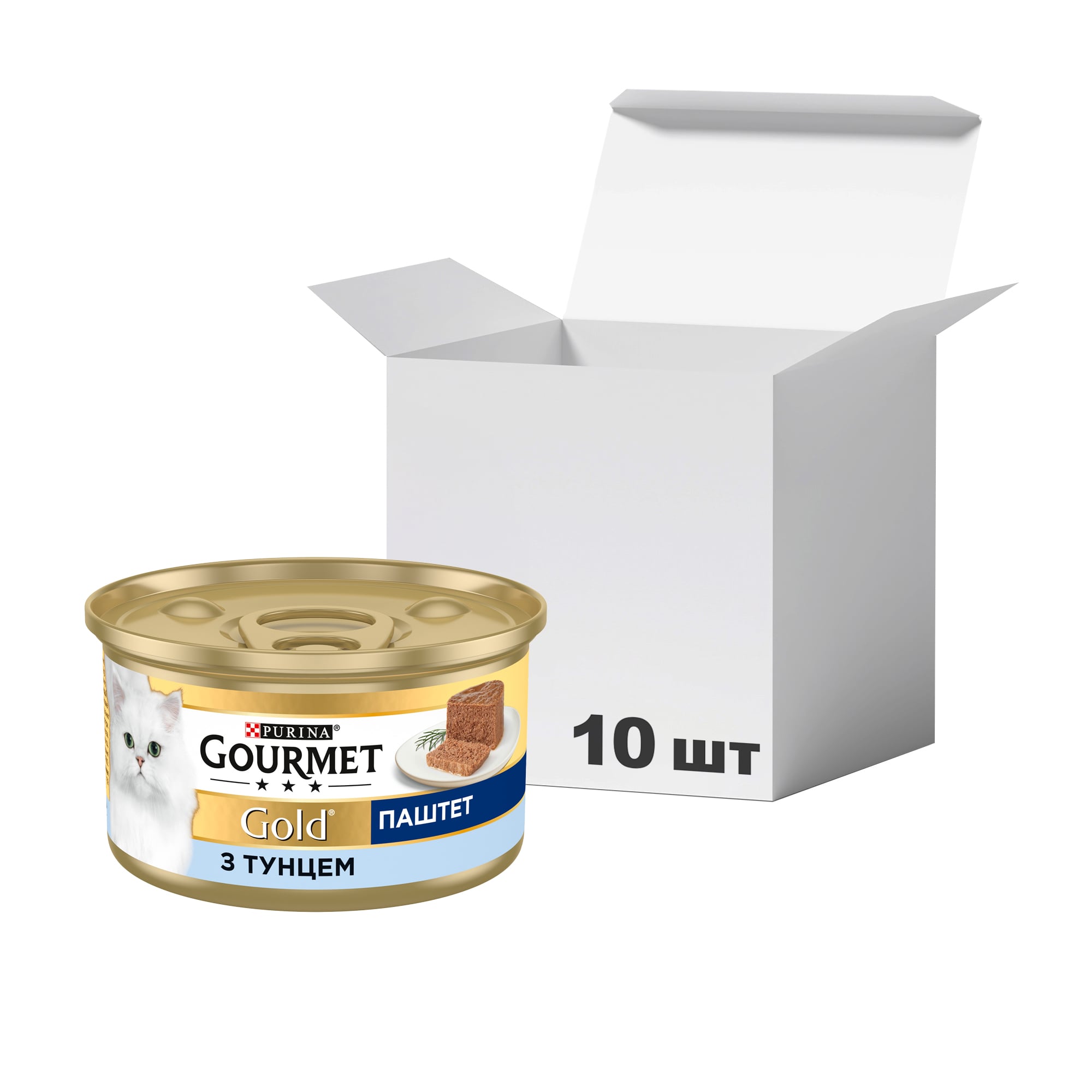 Упаковка вологого корму для дорослих кішок Gourmet Gold паштет з тунцем, 85 г * 10 шт